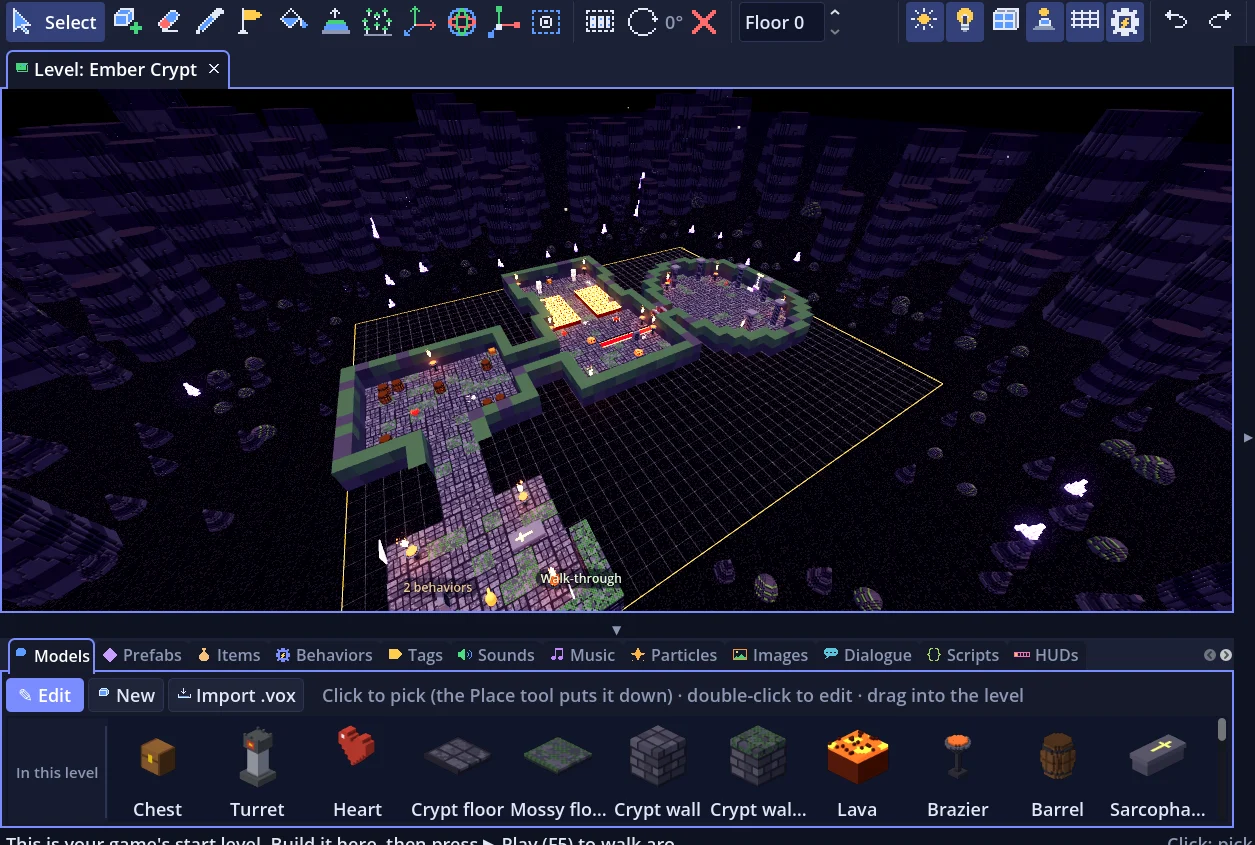 Ember Crypt's dungeon level in the World view